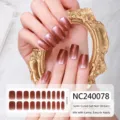 Adesivi per unghie in gel semi-indurito con effetto cat eye sfumato, facile da applicare e duraturo. - NC240078