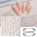 5D embossed nail stickers detail showing holographic star moon heart designs on clear sheets. - Embossed Nail Sticker (RJ-0076) / 60*60mm Bare Sheet