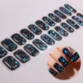 Strisce per unghie in gel senza UV con design glitterato brillante, adesivi facili da applicare. - Stile Glitter Nero (BSA-0248)