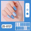 Pegatinas de uñas con purpurina azul degradado set de 16 piezas pegatinas de nail art - Estilo con Purpurina Azul Degradado(ZE-0727)