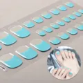 UV gel toenail strips Frans blauw halfgeharde teennagel stickers manicure nagelkunst - BSJ-0111 / Nagelwraps + Doos + Alcoholdoekje + Nagelpijl + Houten Stok