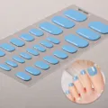 Adesivi per unghie dei piedi in gel UV semi-polimerizzato, strisce per pedicure blu lucide. - BSJ-0062