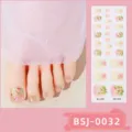 Strawberry semi-cured gel toe nail wraps sweet pink gradient press on toenails stickers - BSJ-0032 / Nail Wraps + Box + Alcohol Pad + Nail File + Wooden Stick