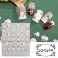 Vista detallada de la hoja de pegatinas de uñas de muñeco de nieve de Navidad 5D en relieve. - 5D-0244 / Lámina desnuda de 85*100 mm