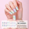 Adesivi per unghie in gel semi-polimerizzato con design arcobaleno sfumato occhio di gatto. - NC240083