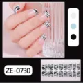 Set de pegatinas de uñas cebra francesas con detalles en azul y muestrario de colores. - Estilo Patrón Cebra Negro Blanco(ZE-0730)