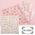 Close-up detail of 5D translucent resin star and moon nail art stickers with glossy gel finish. - Starry Moon and Cloud Style (RJ-0102) / 60*60mm Bare Sheet