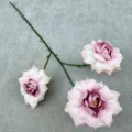 Artificial 3-head foam rose branch pink fake flowers for wedding home decor floral design. - Dusty Pink