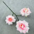 Artificial 3-head bubble rose flower branch for wedding home hotel floral decorative design - Light Pink