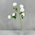 Détail de branche de rose blanche artificielle, tige de fleur en soie à 6 têtes pour déco et mariage. - Blanc Cassé