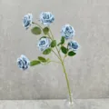 Détail de branche de fleur de rose bleue artificielle à 6 têtes, décor réaliste. - Bleu Brume