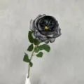 Single stem artificial Austin rose dark grey fake flower for home decor and wedding arrangement - Gray