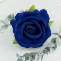 Exquisite blue velvet artificial rose flower head detail for wedding decor and photography props. - Sapphire Blue