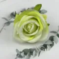 Artificial rose flower head detail, light green flannel decorative flower for wedding. - Spring Green