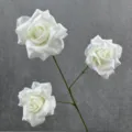 3-Head White Artificial Rose Silk Flower Variant for Home Wedding Decoration and Floral Display. - White