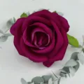 Artificial velvet rose flower head dark pink fake rose for wedding party home decoration decor - Rose Red