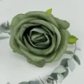 Artificial velvet rose flower head for wedding decoration, DIY craft and photography props. - Autumn Green