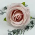 Artificial velvet rose flower head, soft pink wedding flower wall decor photography prop. - New Bean Paste