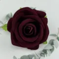 Burgundy velvet artificial rose head for wedding decoration, floral wall, and props. - Wine Red