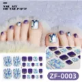 3D toe nail art patches summer blue mosaic and purple glitter press on nails for women detail view - Summer Blue Style (ZF-0003) / Press-on Nails and Nail File