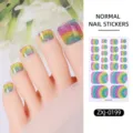Colorful Glitter Toe Nail Stickers Sparkly Gradient Aurora Toenail Decals for Women Girls - Colorful Glitter Style (ZXJ-0199) / Press-on Nails and Nail File
