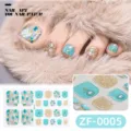 Summer blue 3D diamond toe nail stickers, sparkling glitter false toe nails for women and girls - Summer Blue Beach Style (ZF-0005) / Press-on Nails and Nail File