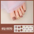Smalto semipermanente per unghie dei piedi a quadri marroni e glitter dorati, pedicure elegante. - Stile Plaid Marrone e Glitter in Foglia d'Oro (BSJ-0070) / Adesivi + Scatola + Tamponcino Alcolico + Lima + Bastoncino di Legno