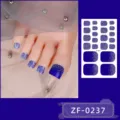 Blue gradient glitter toenail polish wraps, shimmering glitter nail art stickers for toes. - Blue Purple Gradient Glitter Style (ZF-0237)