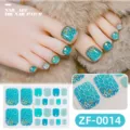 Summer 3D diamond toe nail stickers blue beach style sparkling rhinestones art for girls. - Blue Beach 3D Rhinestone Style (ZF-0014) / Press-on Nails and Nail File