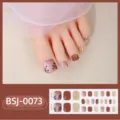 Strisce in gel semi-polimerizzato per unghie dei piedi con glitter marroni e foglie. - Stile Tono Marrone Glitter Dorato e Stampa Foglie (BSJ-0073) / Adesivi + Scatola + Tamponcino Alcolico + Lima + Bastoncino di Legno