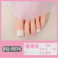 Adesivi per unghie dei piedi in gel semi-polimerizzato, marmo bianco e design glitterato rosa chic. - Stile Motivo Marmo Rosa e Combinazione Paillettes Argentate (BSJ-0074) / Adesivi + Scatola + Tamponcino Alcolico + Lima + Bastoncino di Legno