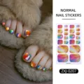 Colorful glitter rainbow toe nail stickers for women girls shiny aurora sparkle nail art decor - Iridescent Glitter Style (ZXJ-0207) / Press-on Nails and Nail File