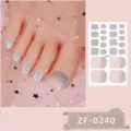 Toe nail wraps gradient silver glitter nail art stickers false toenails toe covers 1pc - Silver Gradient Glitter Style (ZF-0240)