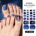 Autocollants d'orteils dégradés de galaxie d'été films de nail art ciel étoilé brillant - ZF-0398