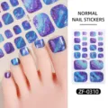 Autocollants d'orteils galaxie bleu violet été dégradé design marbre film pour ongles - ZF-0310