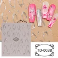 5D autocollants d'ongles flamme argentee metallique Y2K pic gaufré autocollants nail art - 85*100mm (Feuille seule) / TD-0038