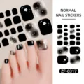 Autocollants d'ongles d'orteil noirs et blancs ciel étoilé lune été plage faux ongles - ZF-0317