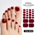Einfarbige rote Zehennägel Aufkleber, wasserdichte künstliche Zehennägel für Damen und Mädchen. - Nackte Nägel + Nagelfeile (ZXJ-0025)