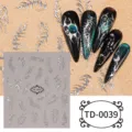 5D autocollants d'ongles argentés métalliques Y2K flammes pointes art gothique 1 feuille - 85*100mm (Feuille seule) / TD-0039