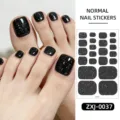 Adesivi per unghie dei piedi con glitter neri impermeabili brillanti stile spiaggia. - Glitter Nero (ZXJ-0037) / Unghie finte e lima per unghie