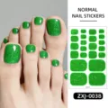 Adesivi per unghie dei piedi glitterati verdi impermeabili da spiaggia per donne - Glitter Verde (ZXJ-0038) / Unghie finte e lima per unghie