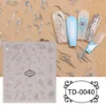 Autocollants d'ongles flamme argent métal gaufré 5D style Y2K détails nail art show 1pc - 85*100mm (Feuille seule) / TD-0040