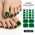 Feste grüne Zehennagelaufkleber wasserdichte minimalistische Pediküre Aufkleber. - Nackte Nägel + Nagelfeile (ZXJ-0027)