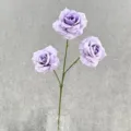 Artificial 3-head rose flower branch purple silk rose for home wedding party decoration detail - Light Purple