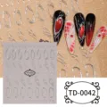 5D autocollants d'ongles argentés métalliques Y2K flamme pointe décoration nail art - 85*100mm (Feuille seule) / TD-0042