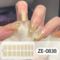 Pegatinas de uñas con purpurina dorada degradado manicura brillante efecto nail art. - Estilo Brillante Dorado (ZE-0838) / Uñas postizas y lima de uñas