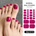 Pegatinas de uñas de los pies minimalistas de color sólido uñas postizas rosas para verano - Uñas Desnudas + Lima de Uñas (ZXJ-0172) / Rosa rojo