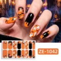 Halloween luminous nail stickers glow dark ghost pumpkin black orange nail art wraps - Halloween Nail Sticker (ZE-1042)