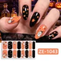 Halloween luminous nail polish stickers dark ghost star press on nails set detail view - Halloween Nail Sticker (ZE-1043)