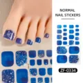 Détail d'autocollants d'ongles d'orteil d'été étoilés bleus, design dégradé lune et étoiles. - ZF-0334
